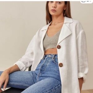 Reformation linen alonso top blouse button shirts blazer SZ L